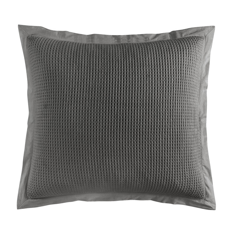 Stonewashed Cotton Waffle Weave Classic Chic Casual Pillow Sham, King, Slate