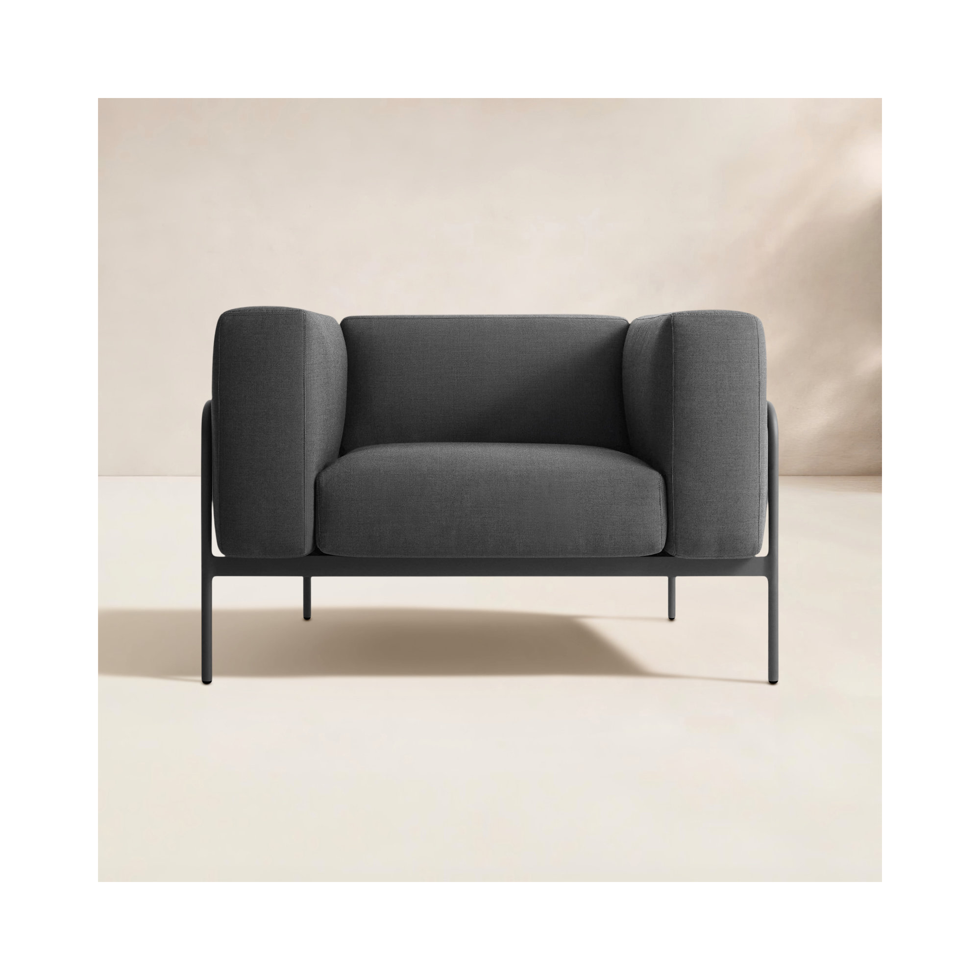Cache Powder Coated Aluminum Outdoor Lounge Chair, Dark Gray