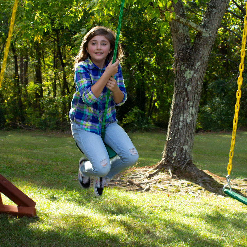 Green Plastic Disc Swing with Rope for Kids