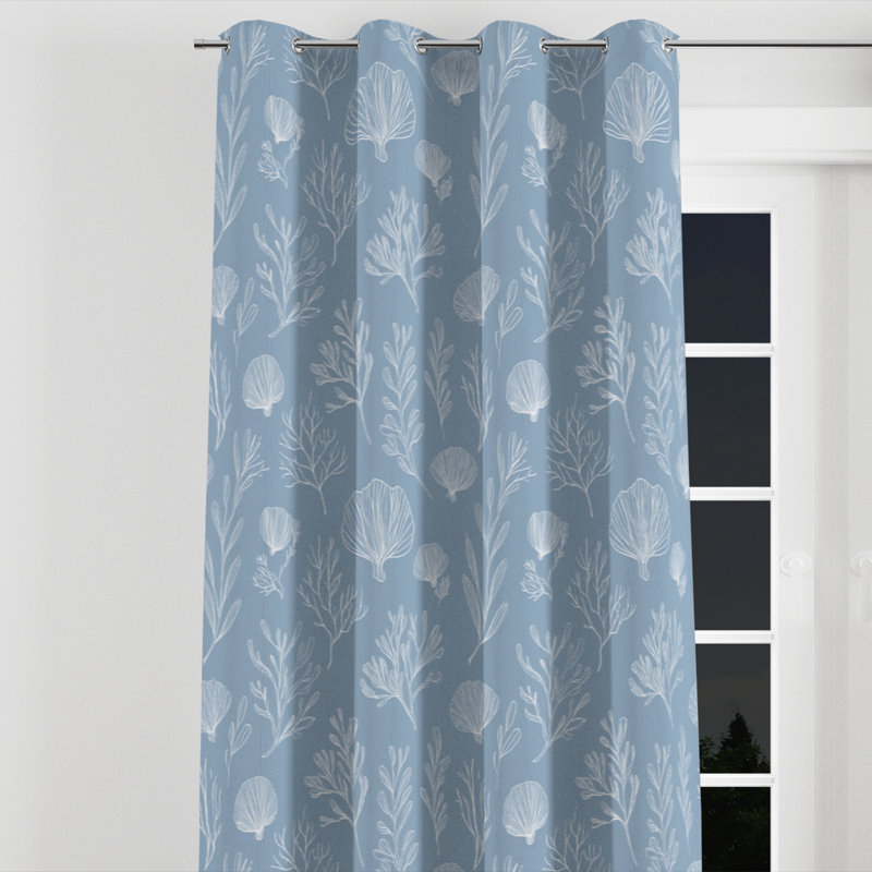 Rideaux Coastal pour chambre à coucher - Rideau à œillets à motif de plage de corail abstrait - 1 panneau, L 52 po x L 120 po