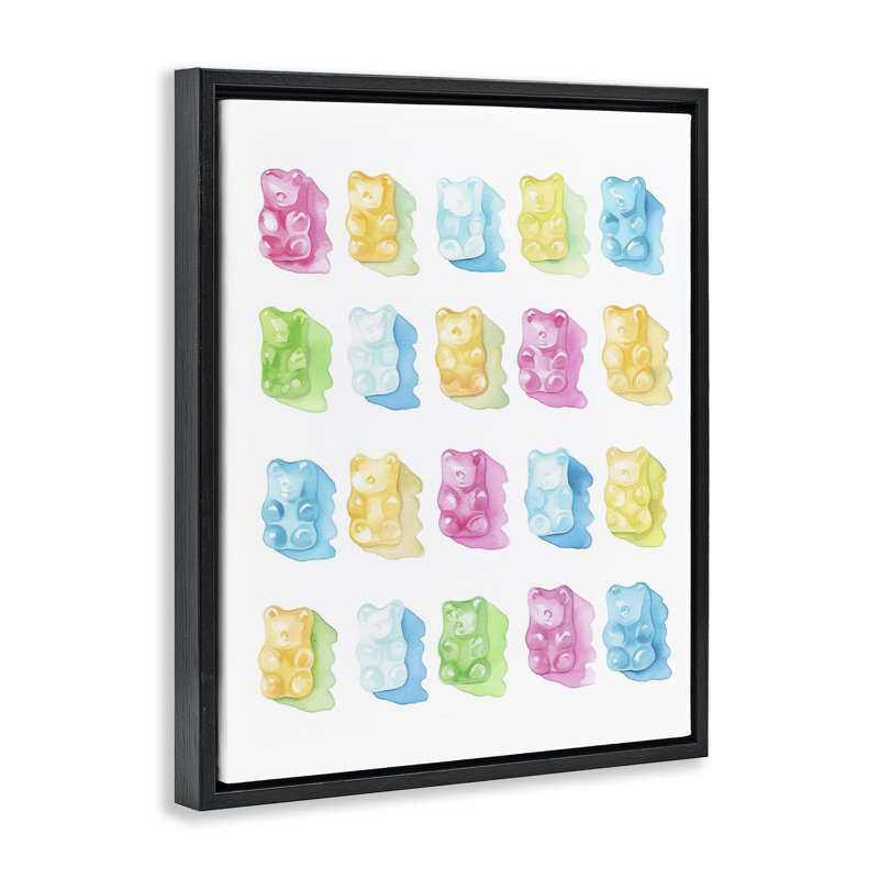 Cadre flottant de la collection Pastel Candy Bears, design par Lil 'Rue, Cadre flottant noir de jais, H 21 po x l 17 po