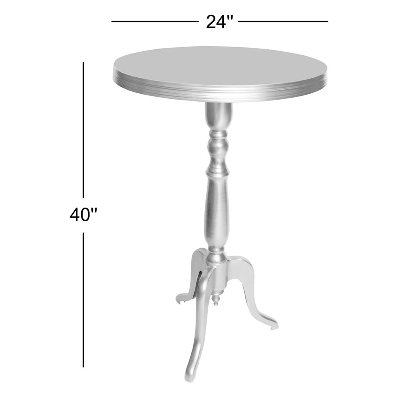 Myrtie Chrome Cast Aluminum Side Table, Antique Brass
