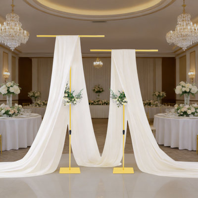 2PCS Wedding Backdrop Stands Gold Backdrop Support Holder Adjustable Metal Backdrop Frame for Party Photo Booth Event Decor