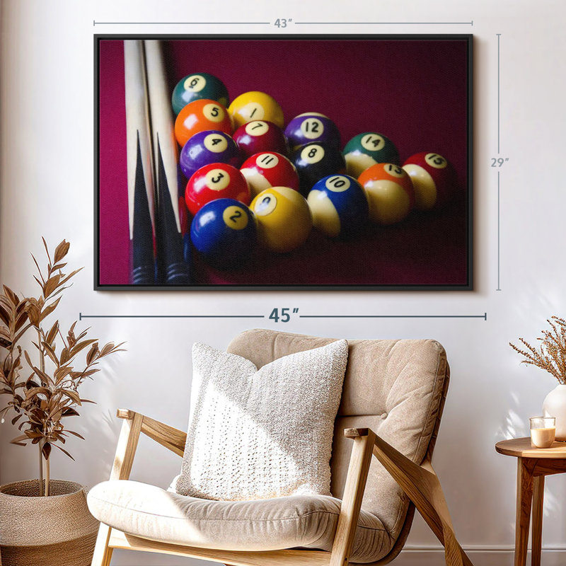 Red Pool Table Canvas Print, 29" H x 43" W