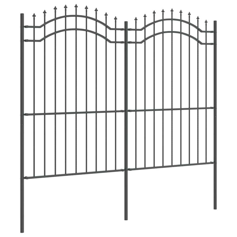 Vidaxl Garden Fence Powder-Coated Steel, Black, 240cm H x 215cm W x 3.2cm D