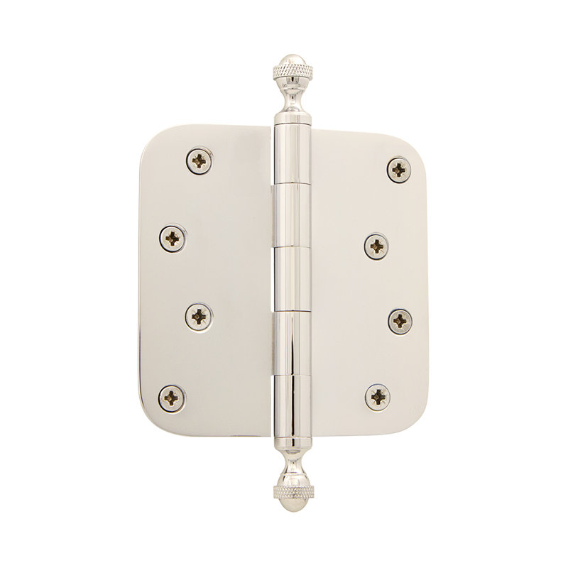4'' x 4'' Brass Butt Bearing Hinge, Polished Nickel