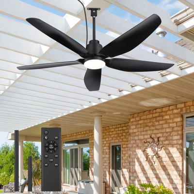 42/52 Inch Waterproof Outdoor Ceiling Fan With Lights And Remote,ceiling Fans With 3 Colors Led Light,quiet Dc Motor, Wet Rated Plug In Ceiling Fan With Cord For Patios Porch Pergola