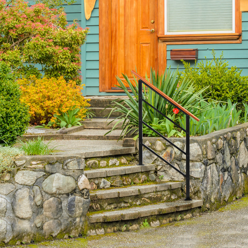 1-3 Step Wood Metal Handrail