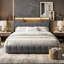 Velvet Ottoman Bed with RGB LED & Charging Station, Tufted Storage Headboard with Drawers, Beige/Grey, EU Double & King Size 140/160x200cm-1653503307-1653503311