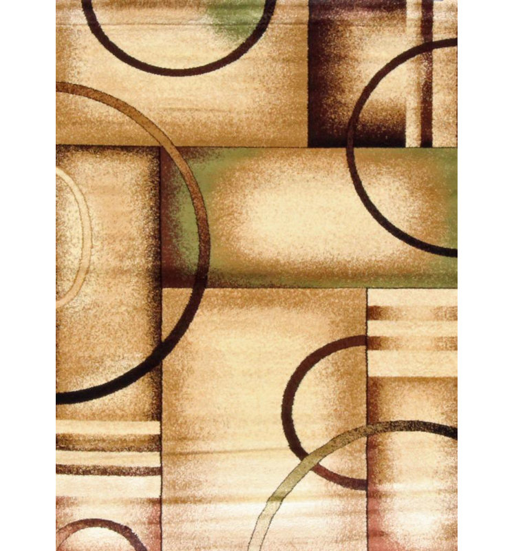 Tapis décoratif d’intérieur/extérieur beige abstrait dossantos, Rectangle 4 pi x 5 pi