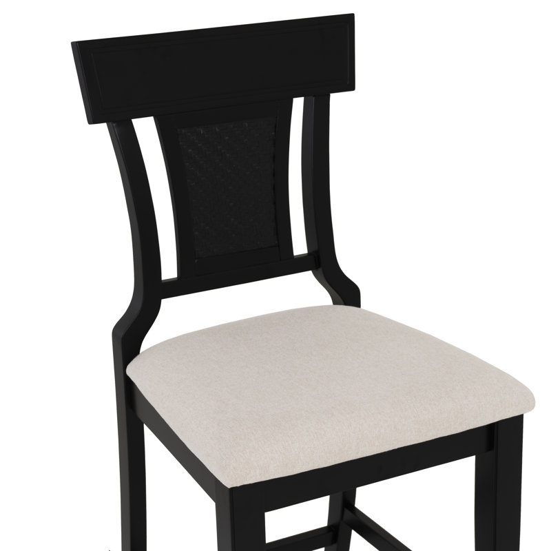 Gober Solid Wood Upholstered Bar & Counter Stool, Counter Stool (26" Seat Height), Black
