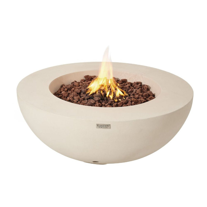 Table de feu en béton 42 po Lunar Bowl - Blanc crème givré, Propane