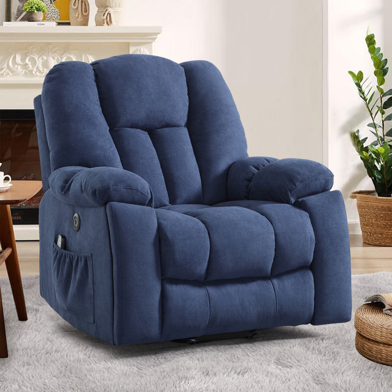  41'' Oversized Power Lift Chair - Heated Massage Electric Recliner with Hidden Cup Holders, USB Port & Super Soft Padding 