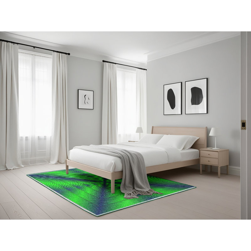 Vert Tapis décoratif, Rectangle 5 pi x 7 pi