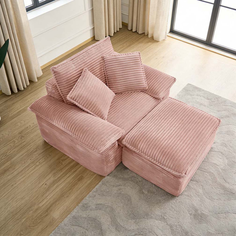 Fauteuil surdimensionné et demi 47 po, Rose