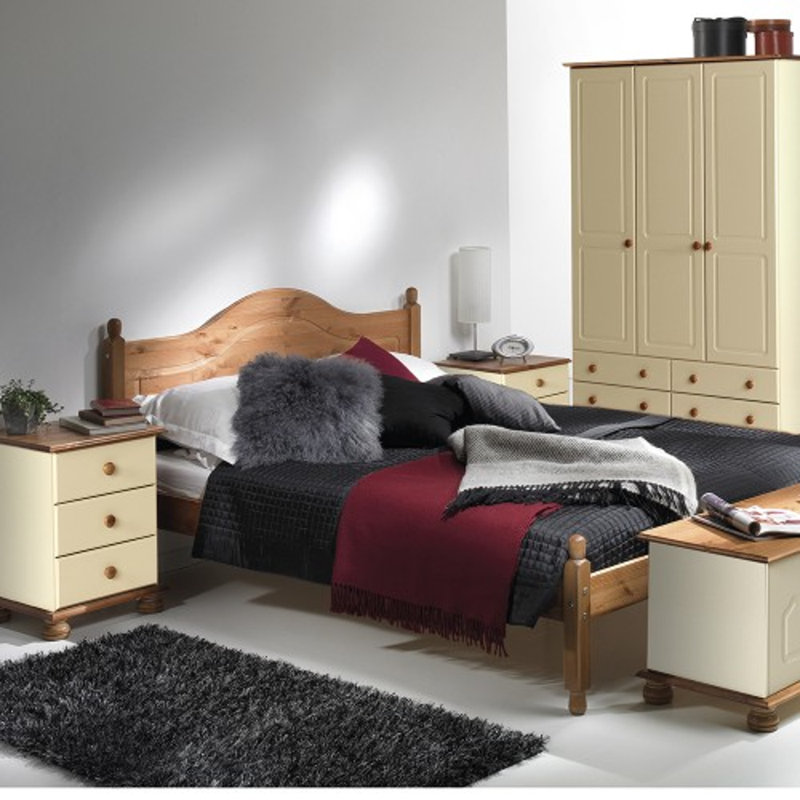 Chritine 3 Door Wardrobe, Cream/Brown
