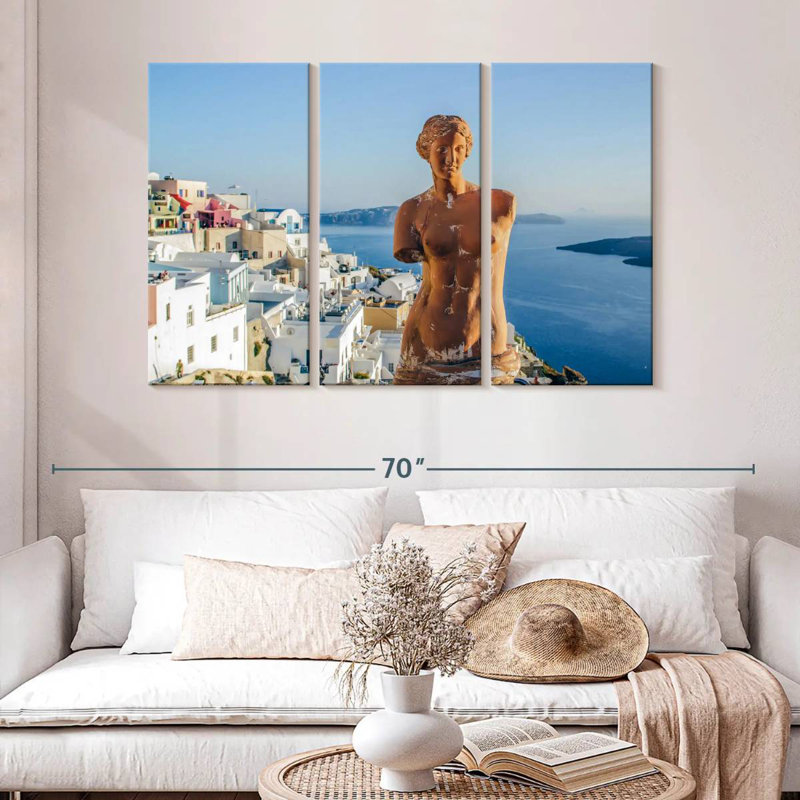 Sebbie Statue Of Aphrodite In Santorini, 32" H x 50" W