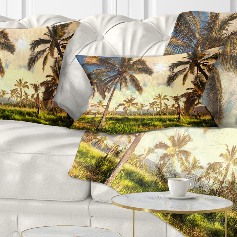 Magnifique plantation de palmiers à Hawaï - Coussin décoratif à imprimé paysage, Rectangulaire, 12 po x 20 po