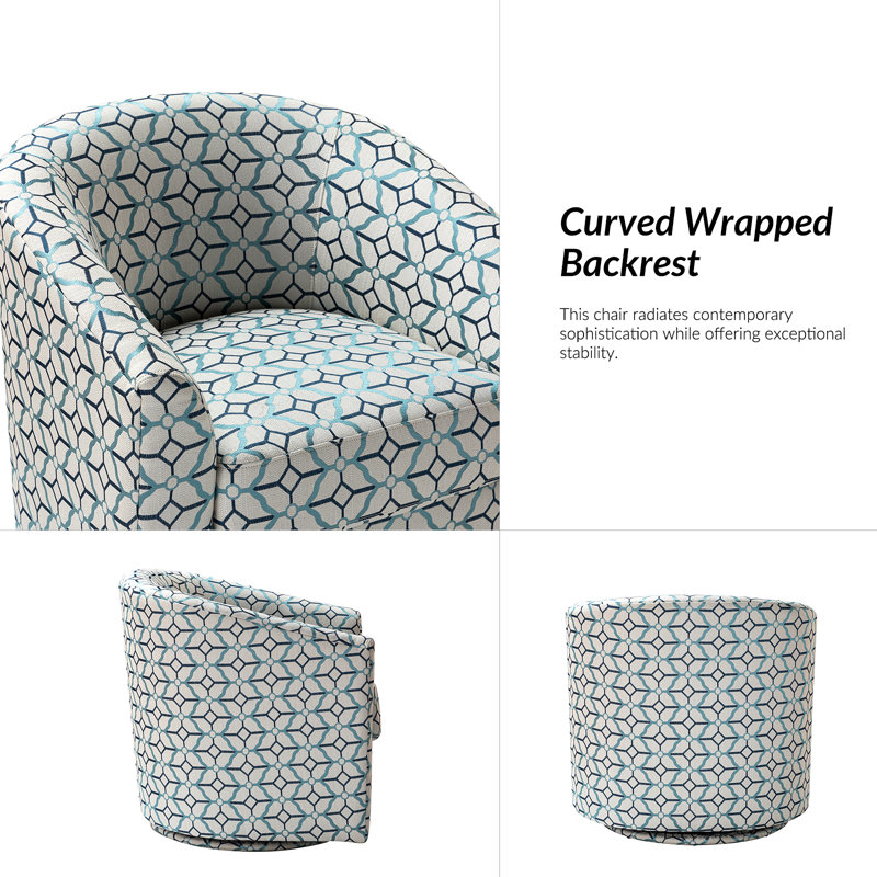 Amiir Upholstered Swivel Accent Chair, Navy/White