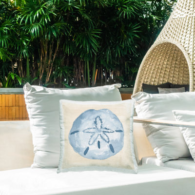 Coussin d'extérieur imprimé «Aquatic Sand Dollar Sea Life» par Lucille Price