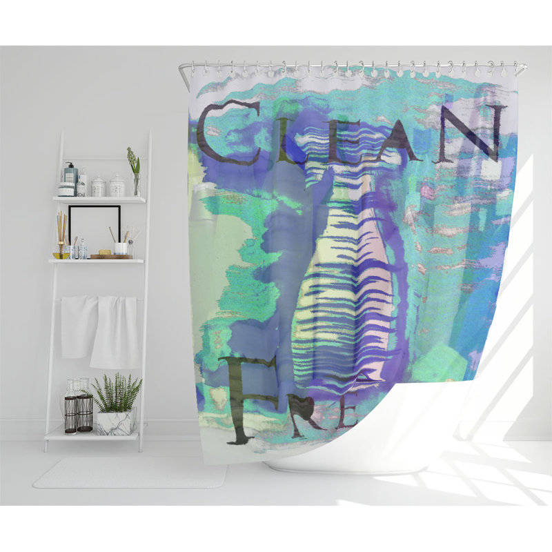 Clean Freak Blue Designer Shower Curtain