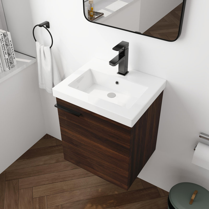 Ensemble de meuble-lavabo simple mural 18 "Aether, Californie - brun foncé
