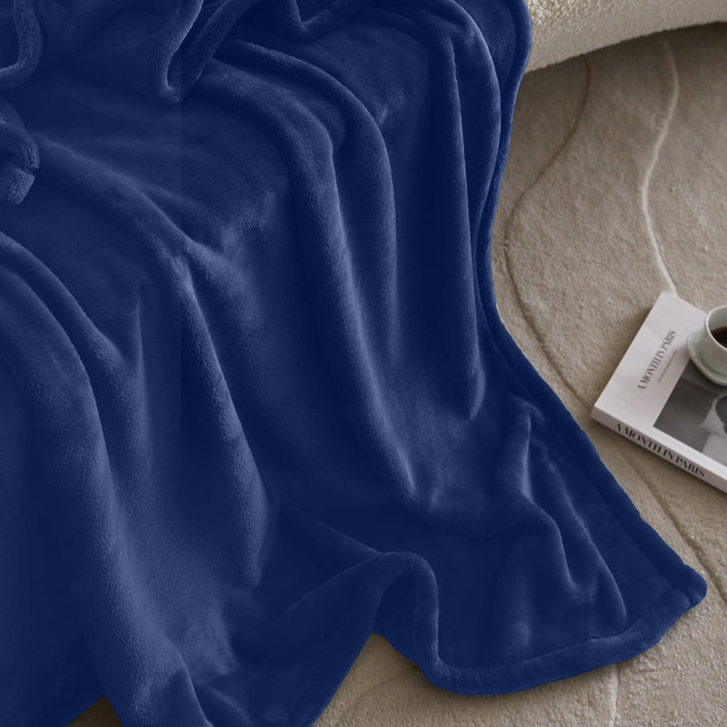 Adamczyk Soft Touch Mink Faux Fur Plush Sofa Throw/Blanket , Navy, 150cm x 200cm