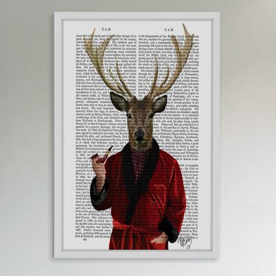 Brader «Deer in smoking vestes», reproduction d'art encadrée