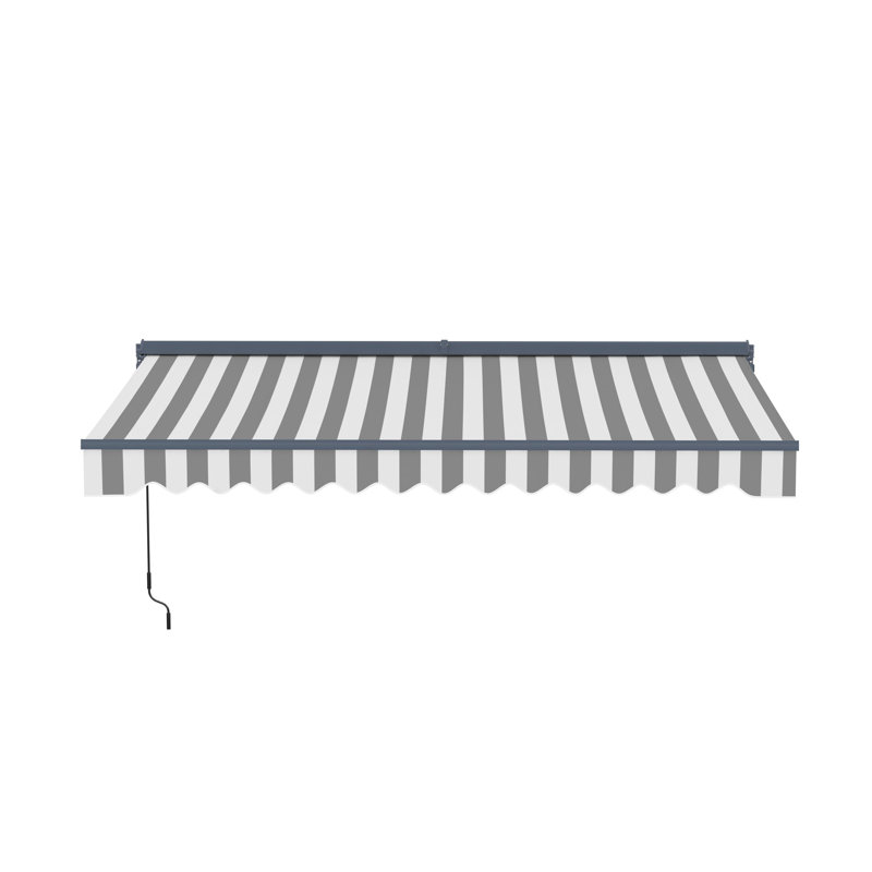 Semi-Cassette Patio Awning with LED Lights - Moroccan Collection , Gray / White, 13' W x 10' D
