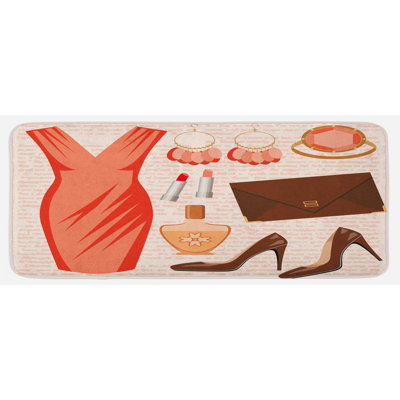 Tapis de cuisine à haut-parleurs à haut-parleurs de pêche brun saumon "accessories mode cocktail" rouge à lèvres