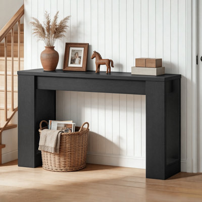47.2'' Console Table Hallway Foyer Table with 2 Open Side Shelf