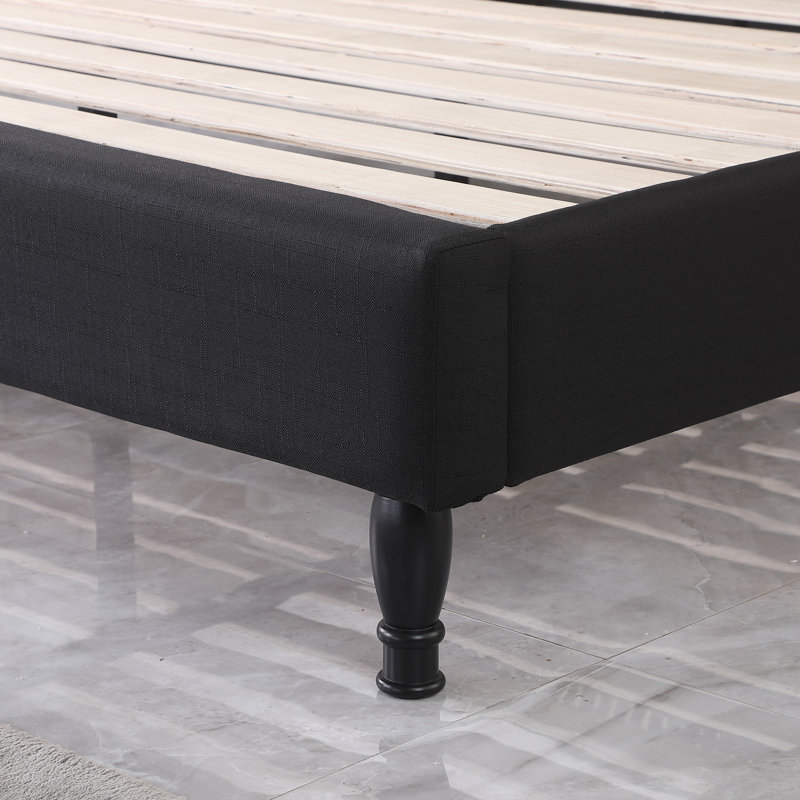 Cuthbertson Upholstered Wingback Bed, Black, King