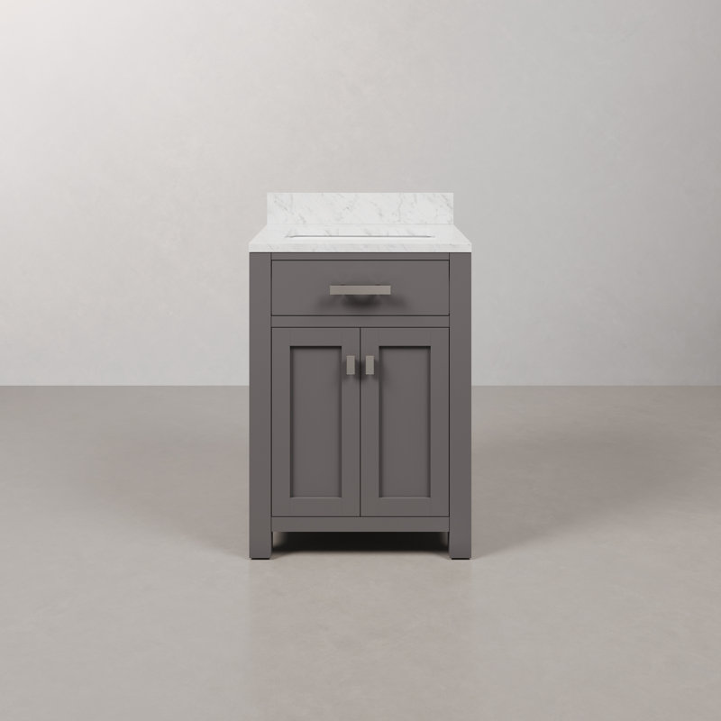 Ensemble de meuble-lavabo simple 24 po Minnetrista, Gris cachemire, Chrome chrome