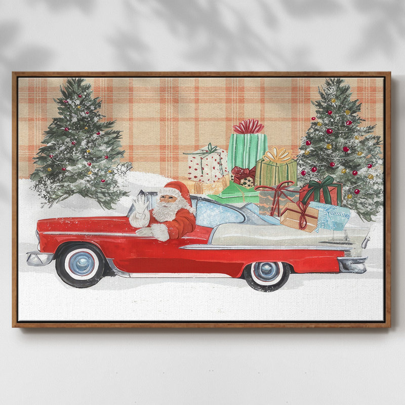 Père Noël sur roues II, H 27 po x l 41 po x P 1,5 po, Noyer