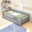 Lit plateforme extensible en bois avec garde-corps et lattes-121403376-121403375