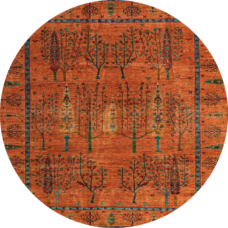 Tapis 100% abstrait lavable à la machine 4152, Rond 6 pi