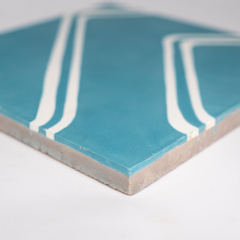 Chawen 8" x 8" Wall & Floor Singular Tile, Blue/White