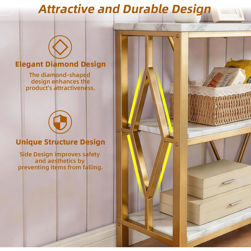 Gold Accent Hallway Entryway Console Table