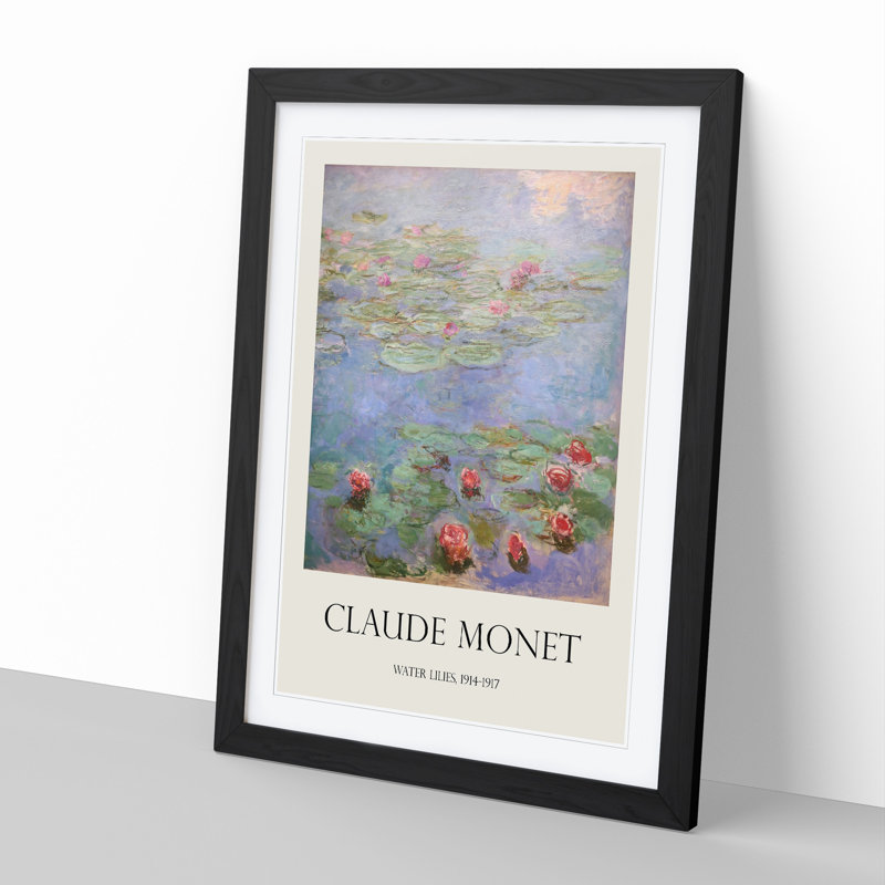 Water Lilies Lily Pond Vol.8 by Claude Monet - Picture Frame Art Prints, Black Framed, 36cm H x 27cm W x 2cm D