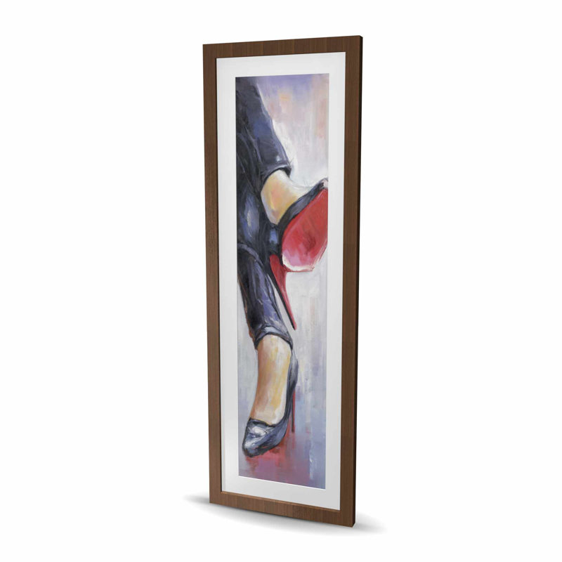 «Crossed Legs and High Heels - Red Fashion», reproduction encadrée