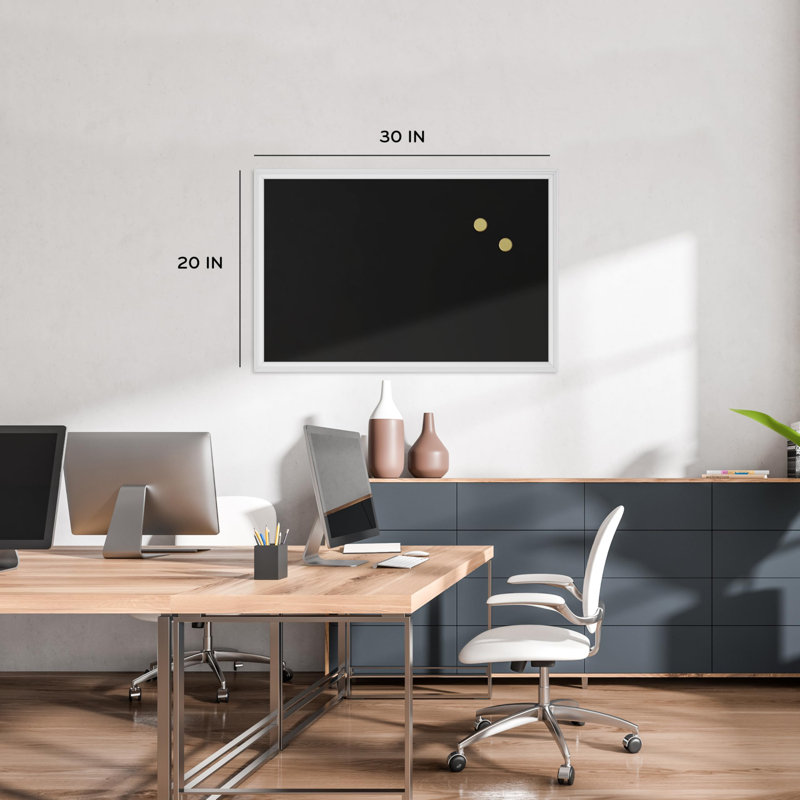 Tableau noir magnétique pour murs, 30 po x 20 po, cadre en bois blanc, grand tableau magnétique, surface mate de qualité supérieure