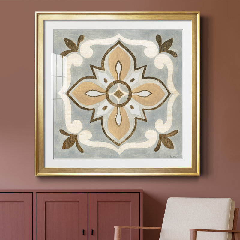 Mattonella III - Peinture encadrée, Doré, H 34,5 po x l 34,5 po x P 1,5 po