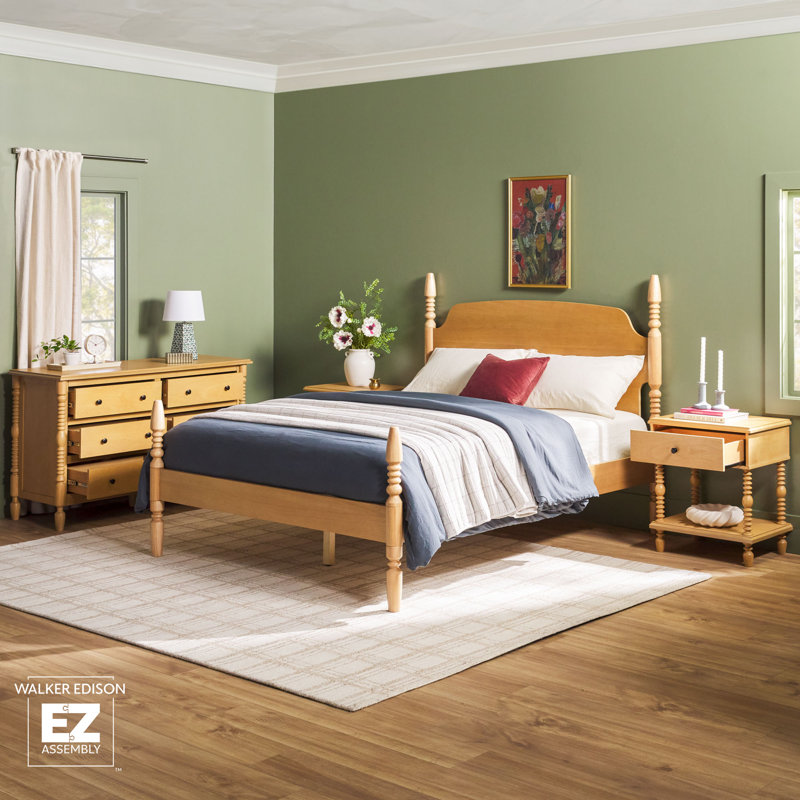 Lit en bois massif 4 pièces Vivienne, Grand, Naturel