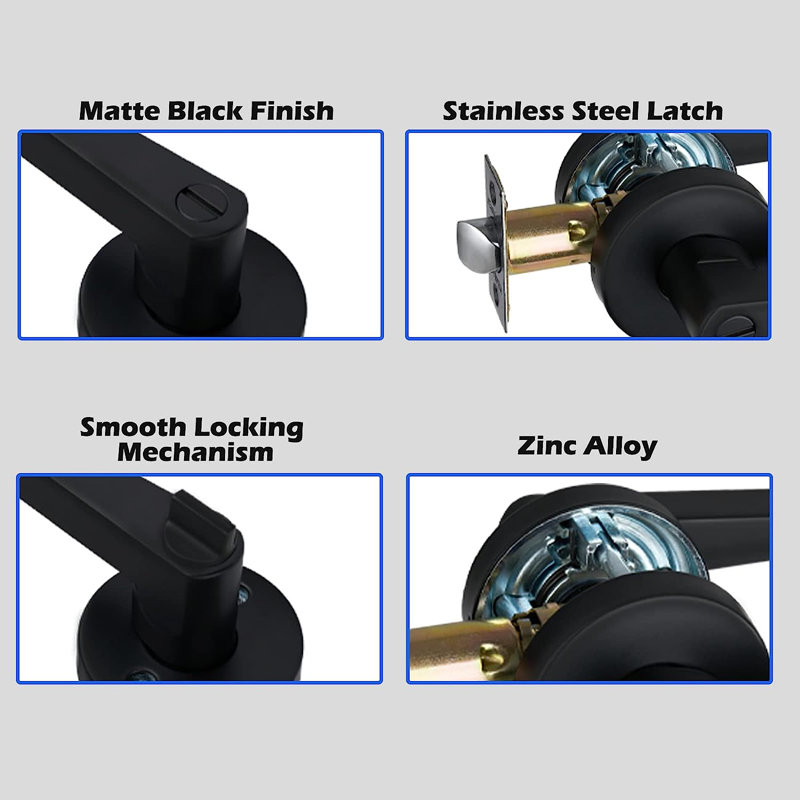 MatteBlack Door Lever, Privacy