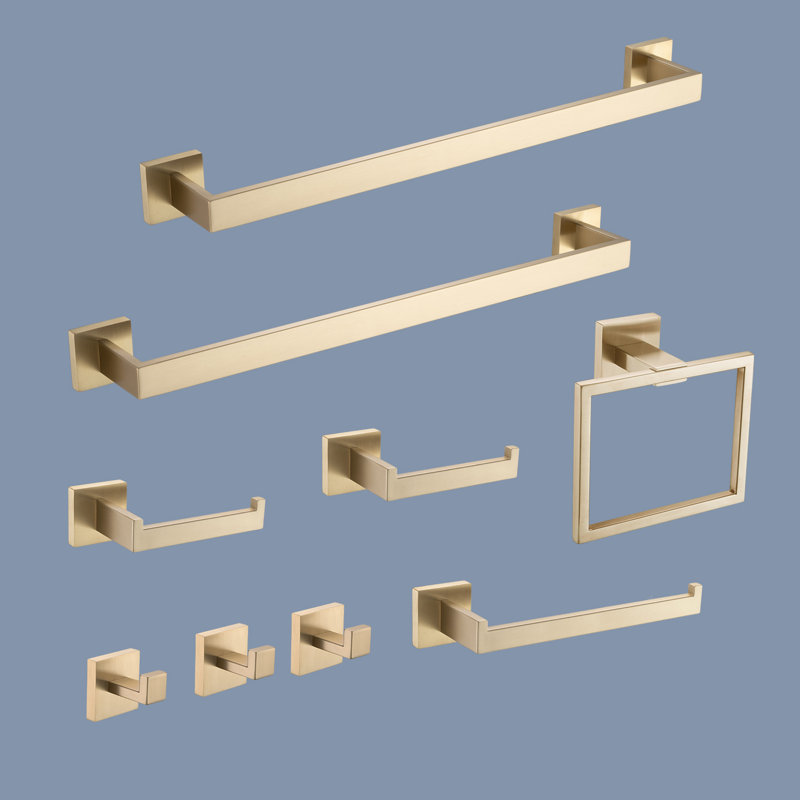 Ensemble de quincaillerie de salle de bain 9 pièces, Or brossé