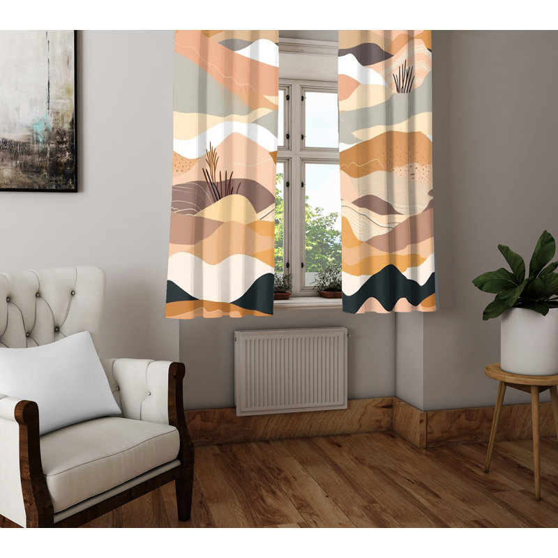 Paire de rideaux semi-transparents en polyester Beuna, L 56 po x L 78 po