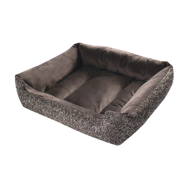 Lit pour animal de compagnie Sparkles Home | Velours intérieur | Grandes tailles, Gris anthracite, Grand (41 à 70 lb)
