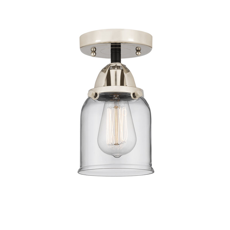 Plafonnier semi-encastré en verre, Nickel poli noir, H 9,25 po x l 5 po x P 5 po, Transparent