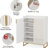29.52 Inches White & Gold Shoe Cabinet With Doors, 5 Tiers Shoe Storage Organizer-747959795