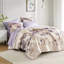 Très grand lit taupe avec édredon - Microfibre brossée douce, taies d'oreiller, motif floral aquarelle
